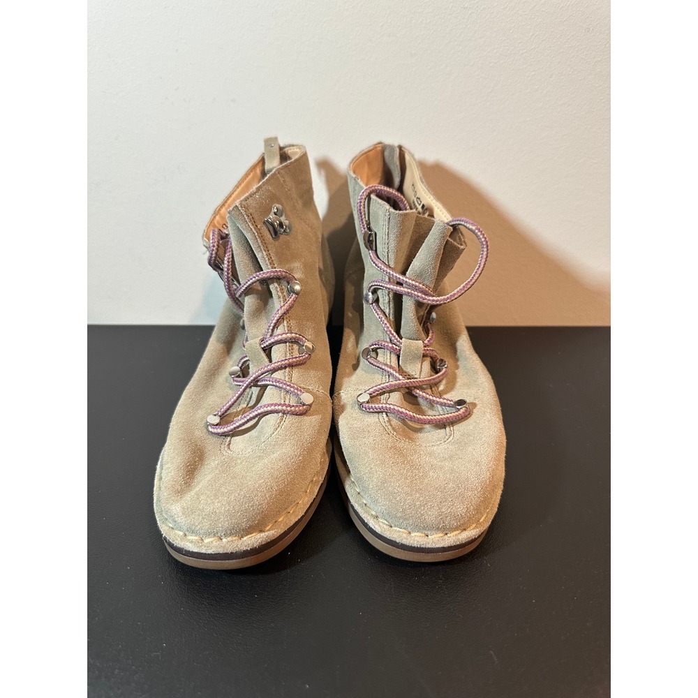Hush Puppies Women Taupe Suede Lace Up Ankle Boots Rear Zip HW06308-252 Size‎ 7